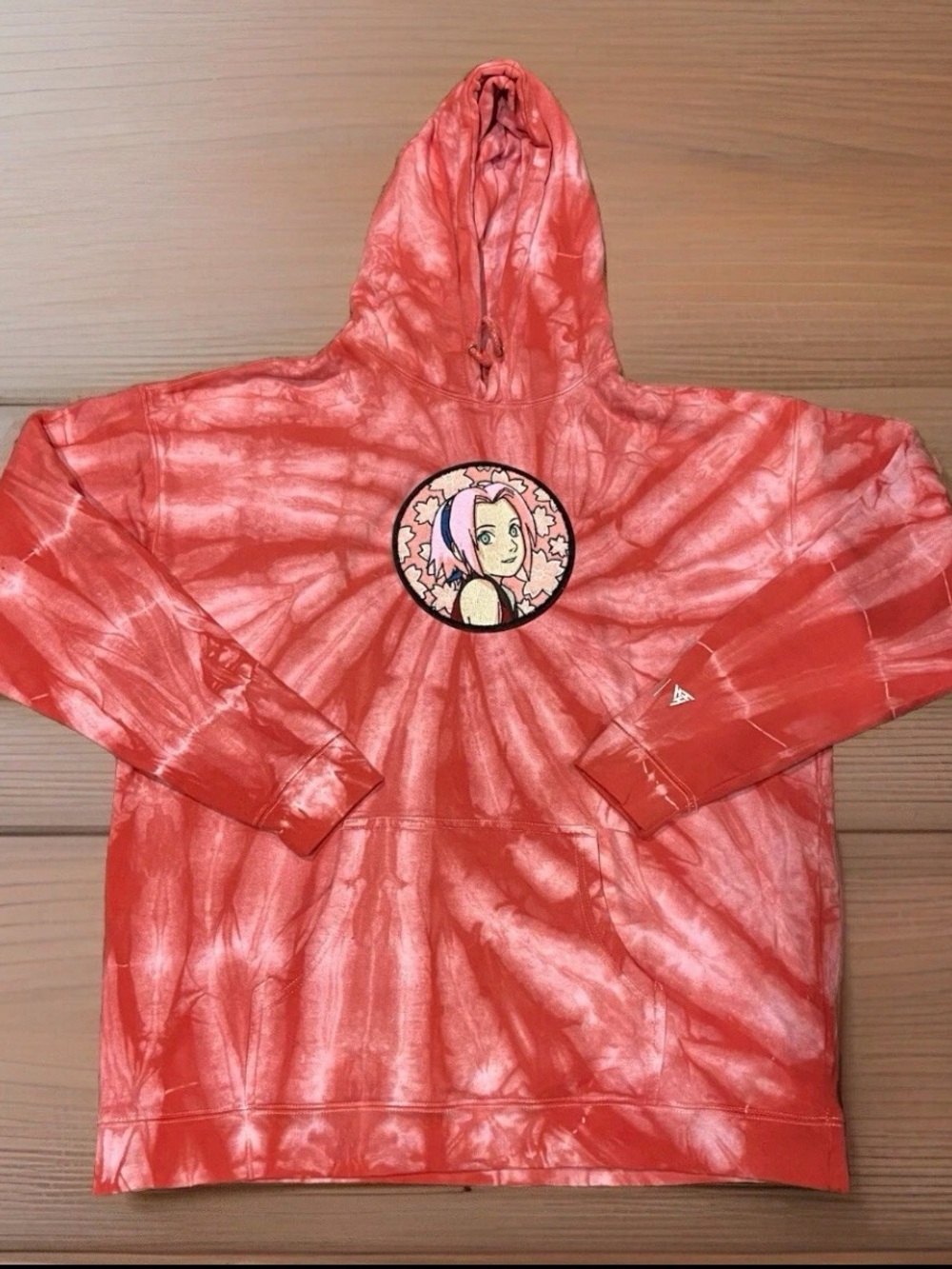 Hypland Naruto Sakura Pullover Hoodie Pink Tie Dye Size Large